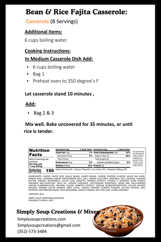 Bean & Rice Fajita Casserole Mix
