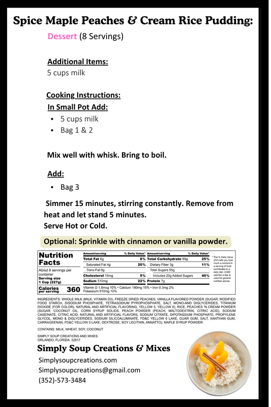 Spiced Maple Peaches & Cream Rice Pudding / Dessert Mix