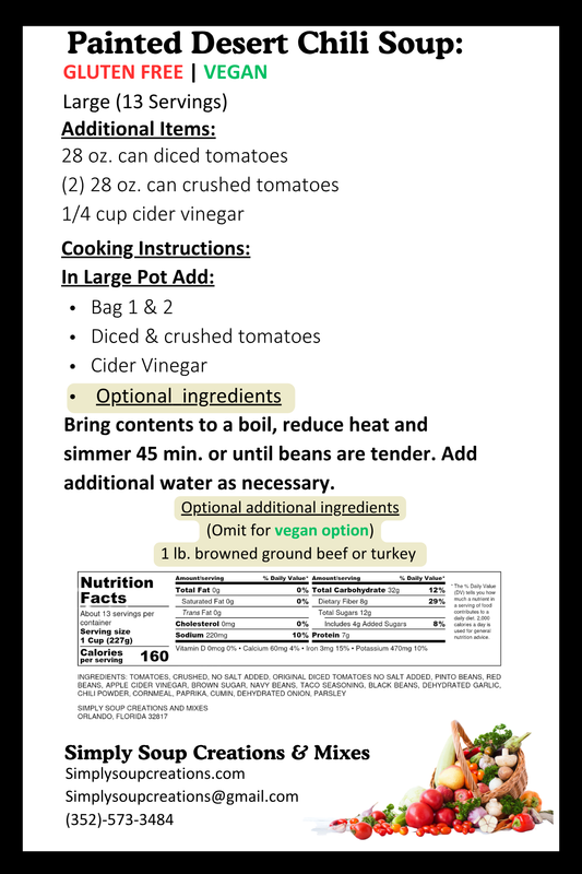Painted Desert Chili Soup / Gluten Free / Vegan