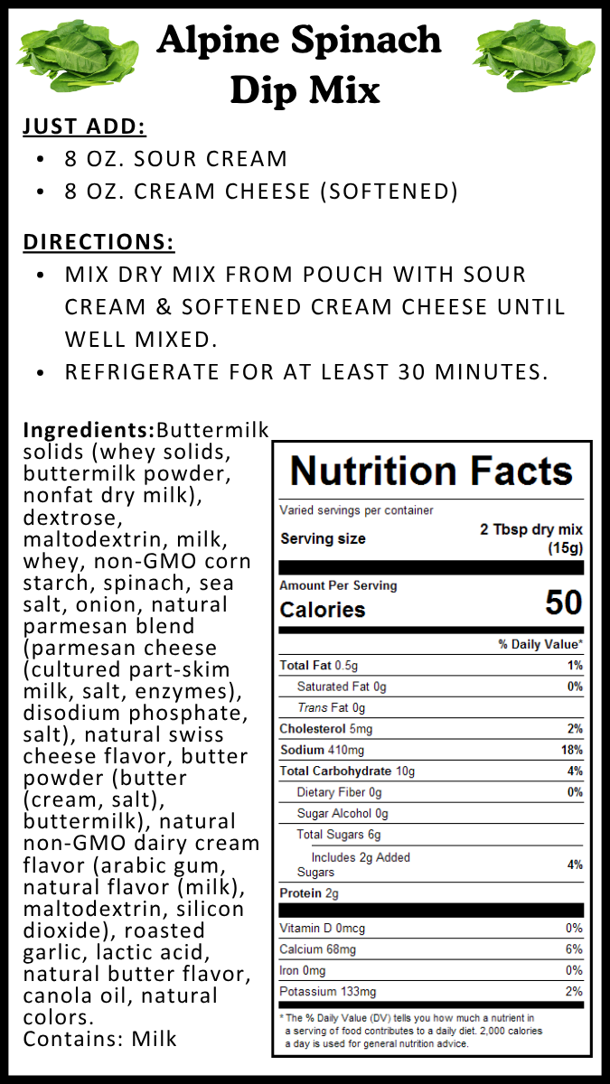 Alpine Spinach Dip Mix