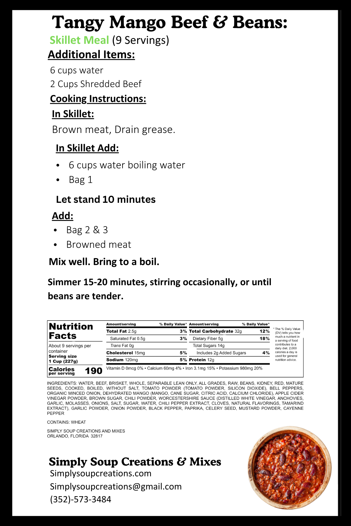 Tangy Mango Beef & Beans Skillet Mix