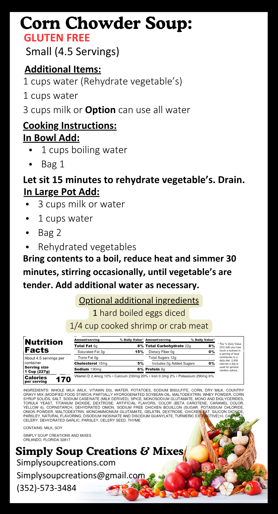 Corn Chowder Soup / Gluten Free