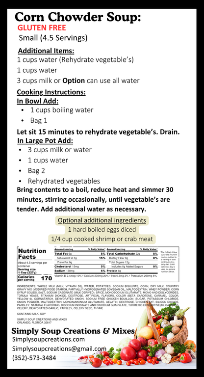 Corn Chowder Soup / Gluten Free