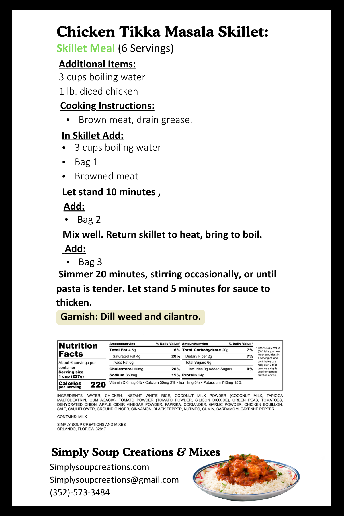 Chicken Tikka Masala Skillet Mix