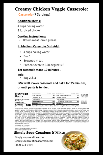 Creamy Chicken Veggie Casserole Mix