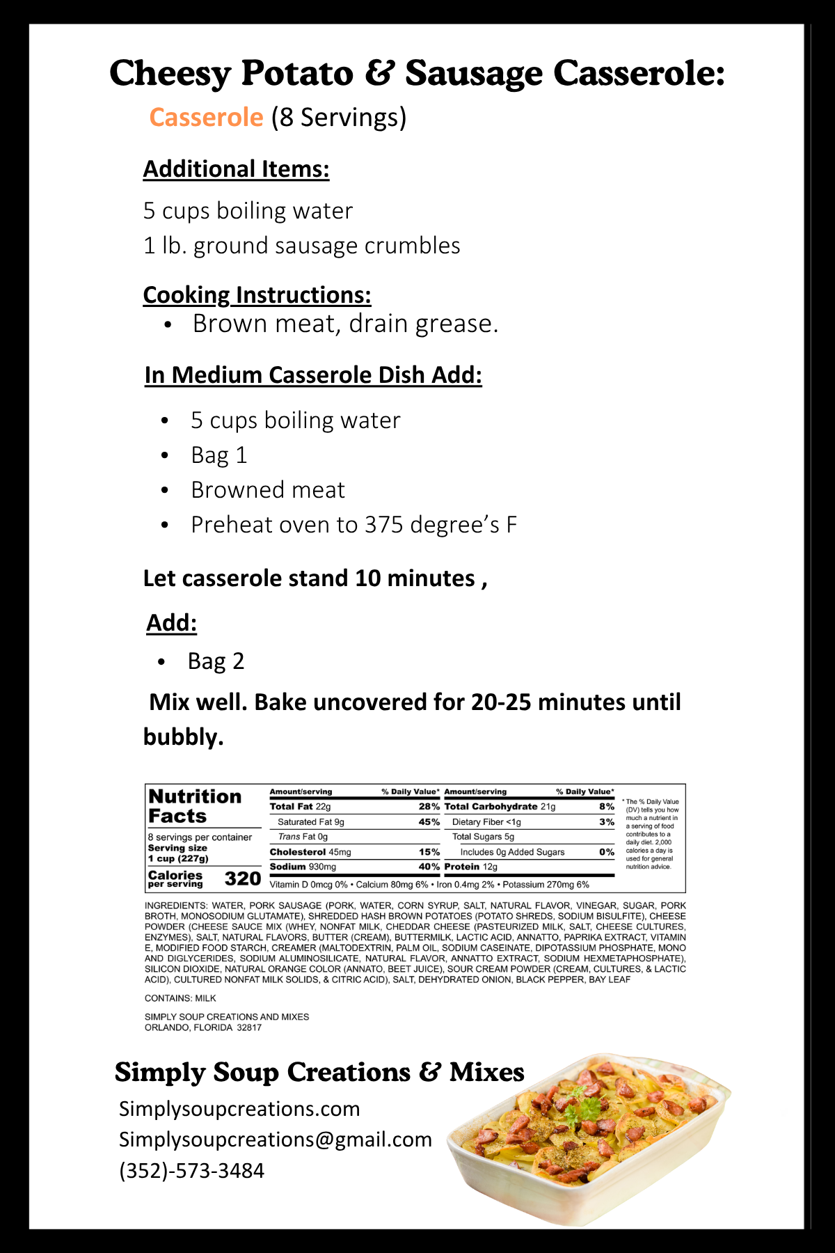 Cheesy Potato & Sausage Casserole Mix