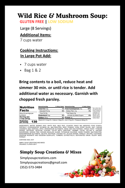 Wild Rice & Mushroom Soup / Gluten Free
