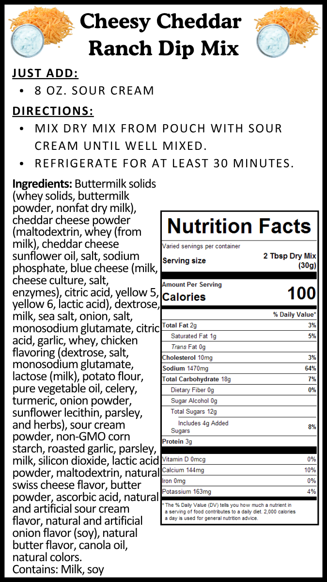 Cheesy Cheddar Ranch Dip Mix